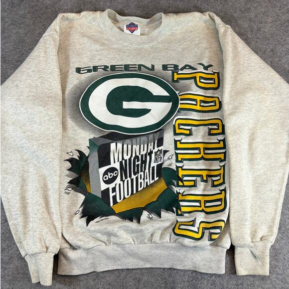 VTG 90s Green Bay Packers Monday Night Football Sweatshirt Break Through Rare - Picture 1 of 5